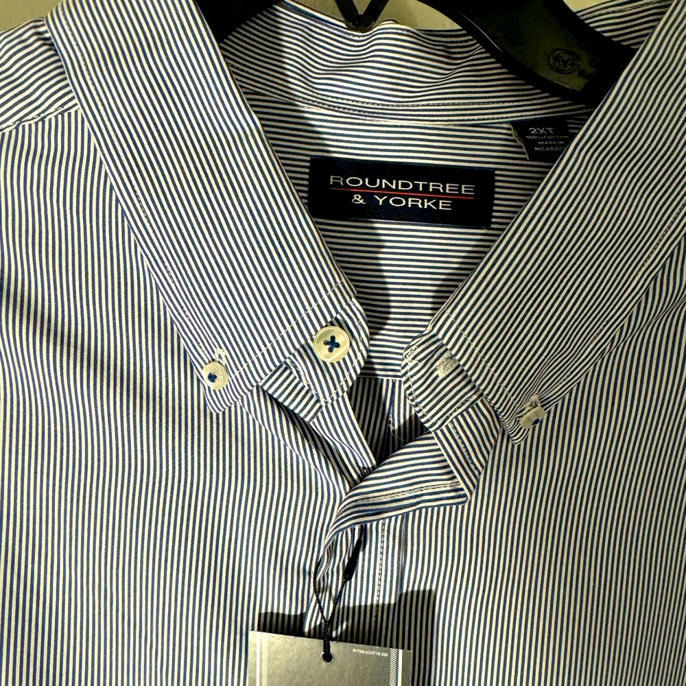 Roundtree & Yorke men’s big & tall buttondown NWT blue and white stripe